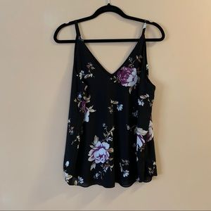 Kismet black floral v neck tank